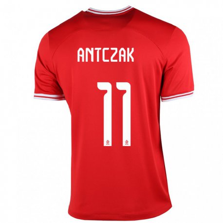 Kandiny Herren Polnische Jakub Antczak #11 Rot Auswärtstrikot Trikot 22-24 T-shirt