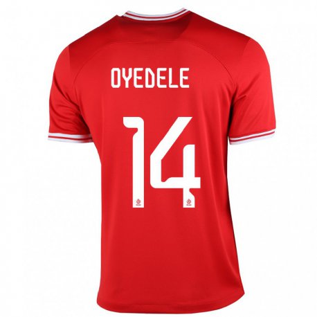 Kandiny Herren Polnische Maximillian Oyedele #14 Rot Auswärtstrikot Trikot 22-24 T-shirt