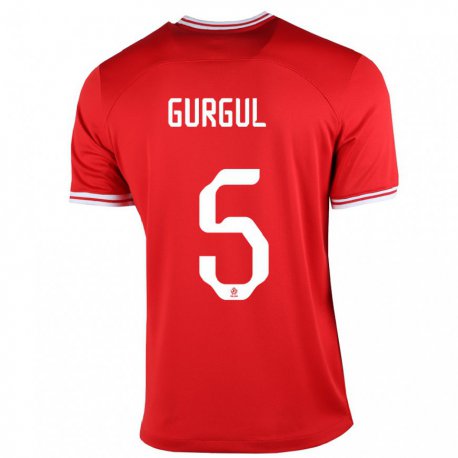 Kandiny Herren Polnische Michal Gurgul #5 Rot Auswärtstrikot Trikot 22-24 T-shirt