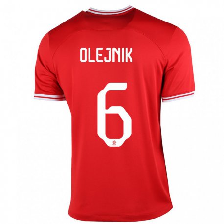 Kandiny Herren Polnische Patryk Olejnik #6 Rot Auswärtstrikot Trikot 22-24 T-shirt