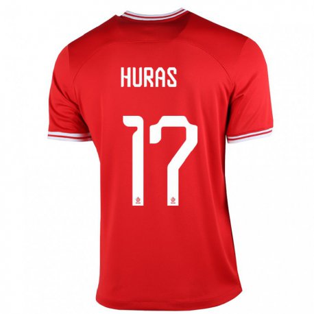 Kandiny Herren Polnische Mike Huras #17 Rot Auswärtstrikot Trikot 22-24 T-shirt