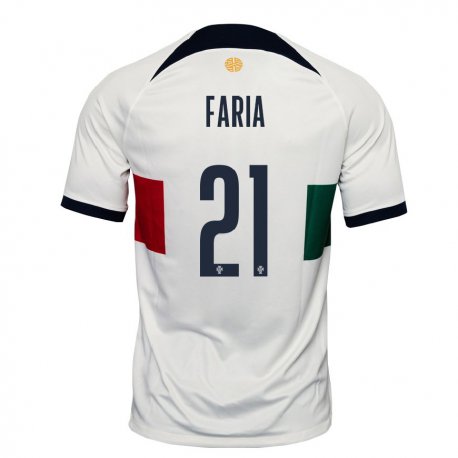 Kandiny Herren Portugiesische Andreia Faria #21 Weiß Auswärtstrikot Trikot 22-24 T-shirt
