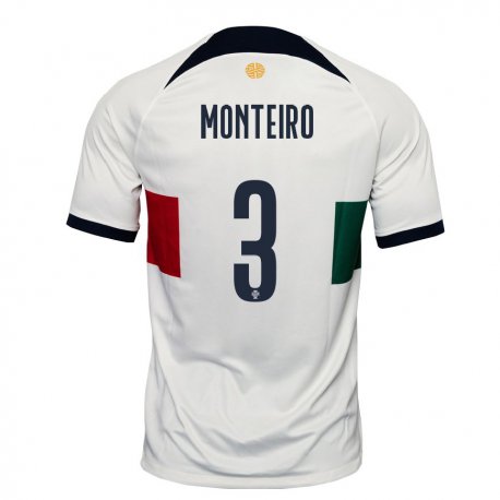 Kandiny Herren Portugiesische Diogo Monteiro #3 Weiß Auswärtstrikot Trikot 22-24 T-shirt