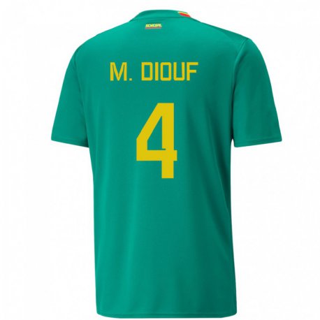 Kandiny Herren Senegalesische Mame Diarra Diouf #4 Grün Auswärtstrikot Trikot 22-24 T-shirt