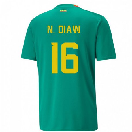 Kandiny Herren Senegalesische Ndeye Meissa Diaw #16 Grün Auswärtstrikot Trikot 22-24 T-shirt
