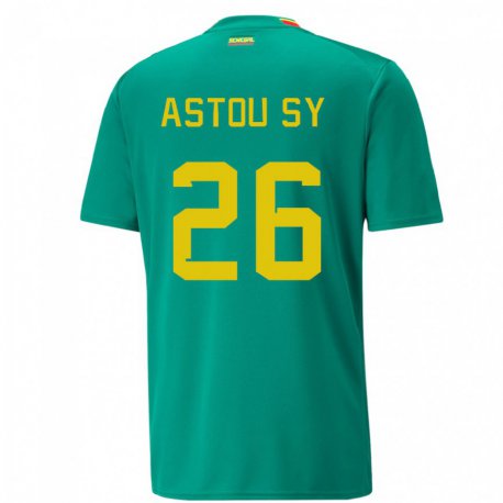 Kandiny Herren Senegalesische Astou Sy #26 Grün Auswärtstrikot Trikot 22-24 T-shirt