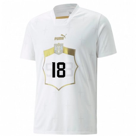 Kandiny Herren Serbische Biljana Bradic #18 Weiß Auswärtstrikot Trikot 22-24 T-shirt
