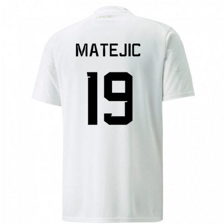 Kandiny Herren Serbische Nina Matejic #19 Weiß Auswärtstrikot Trikot 22-24 T-shirt