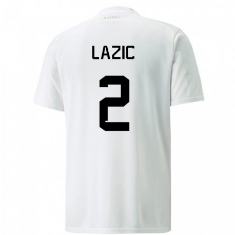 Kandiny Herren Serbische Uros Lazic #2 Weiß Auswärtstrikot Trikot 22-24 T-shirt