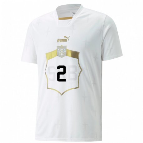 Kandiny Herren Serbische Uros Lazic #2 Weiß Auswärtstrikot Trikot 22-24 T-shirt