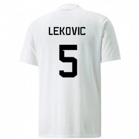 Kandiny Herren Serbische Stefan Lekovic #5 Weiß Auswärtstrikot Trikot 22-24 T-shirt