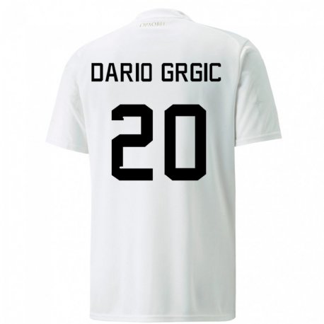 Kandiny Herren Serbische Dario Grgic #20 Weiß Auswärtstrikot Trikot 22-24 T-shirt