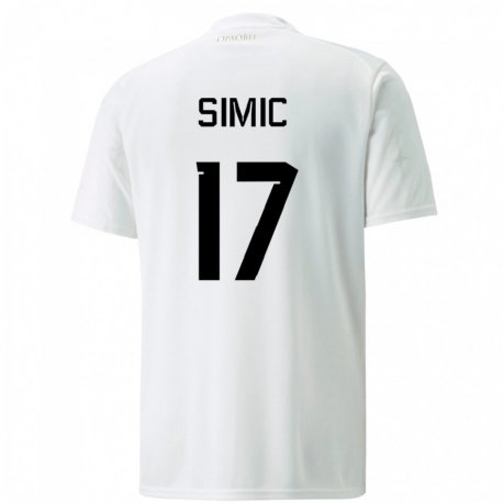 Kandiny Herren Serbische Jan Carlo Simic #17 Weiß Auswärtstrikot Trikot 22-24 T-shirt