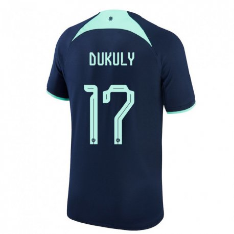 Kandiny Herren Australische Yaya Dukuly #17 Dunkelblau Auswärtstrikot Trikot 22-24 T-shirt