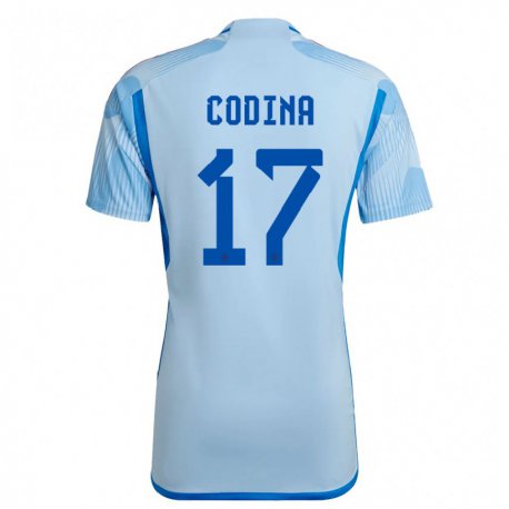 Kandiny Herren Spanische Laia Codina #17 Himmelblau Auswärtstrikot Trikot 22-24 T-shirt