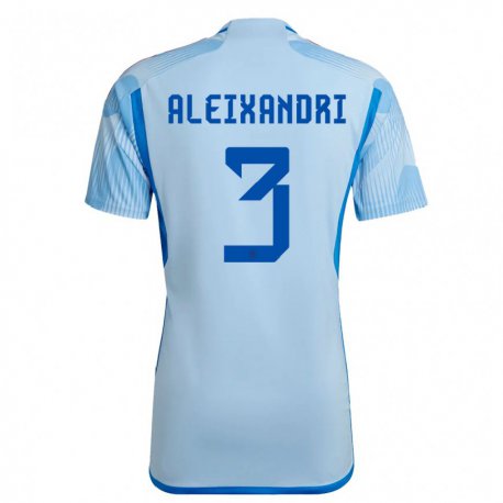 Kandiny Herren Spanische Laia Aleixandri #3 Himmelblau Auswärtstrikot Trikot 22-24 T-shirt