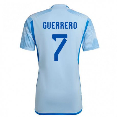 Kandiny Herren Spanische Irene Guerrero #7 Himmelblau Auswärtstrikot Trikot 22-24 T-shirt