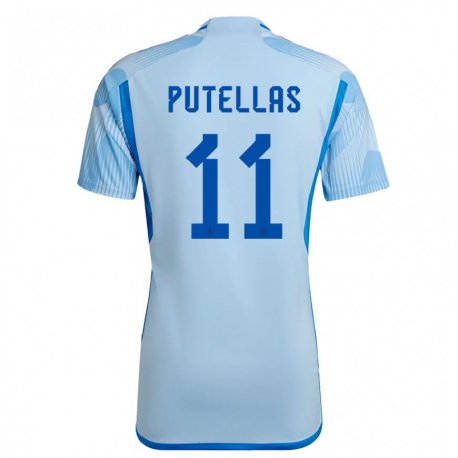 Kandiny Herren Spanische Alexia Putellas #11 Himmelblau Auswärtstrikot Trikot 22-24 T-shirt