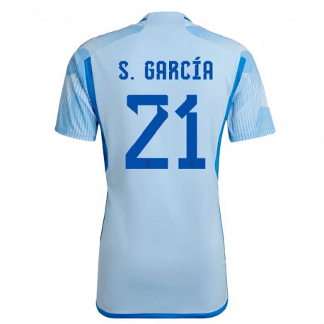 Kandiny Herren Spanische Sheila Garcia #21 Himmelblau Auswärtstrikot Trikot 22-24 T-shirt