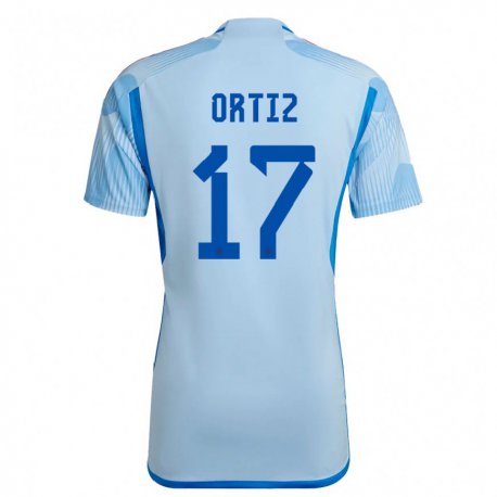 Kandiny Herren Spanische Angel Ortiz #17 Himmelblau Auswärtstrikot Trikot 22-24 T-shirt