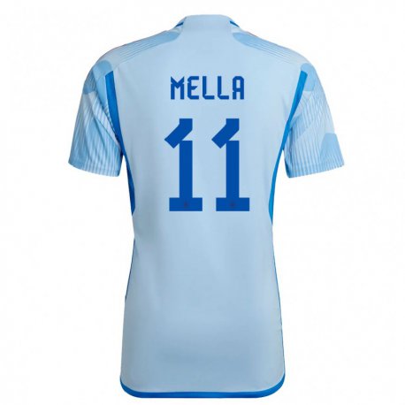 Kandiny Herren Spanische David Mella #11 Himmelblau Auswärtstrikot Trikot 22-24 T-shirt
