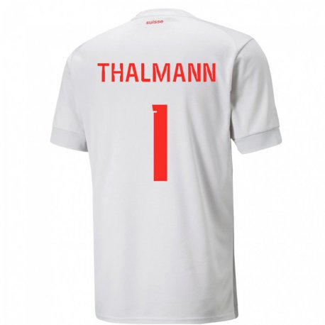 Kandiny Herren Schweizer Gaelle Thalmann #1 Weiß Auswärtstrikot Trikot 22-24 T-shirt