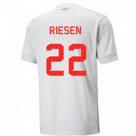 Kandiny Herren Schweizer Nadine Riesen #22 Weiß Auswärtstrikot Trikot 22-24 T-shirt