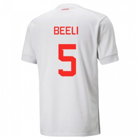 Kandiny Herren Schweizer Mischa Beeli #5 Weiß Auswärtstrikot Trikot 22-24 T-shirt