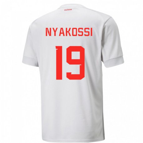 Kandiny Herren Schweizer Roggerio Nyakossi #19 Weiß Auswärtstrikot Trikot 22-24 T-shirt
