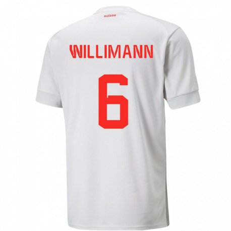 Kandiny Herren Schweizer Mauricio Willimann #6 Weiß Auswärtstrikot Trikot 22-24 T-shirt