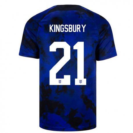 Kandiny Herren Us-amerikanische Aubrey Kingsbury #21 Königsblau Auswärtstrikot Trikot 22-24 T-shirt