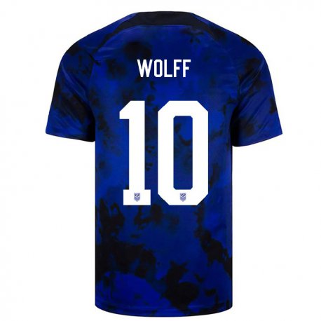 Kandiny Herren Us-amerikanische Owen Wolff #10 Königsblau Auswärtstrikot Trikot 22-24 T-shirt