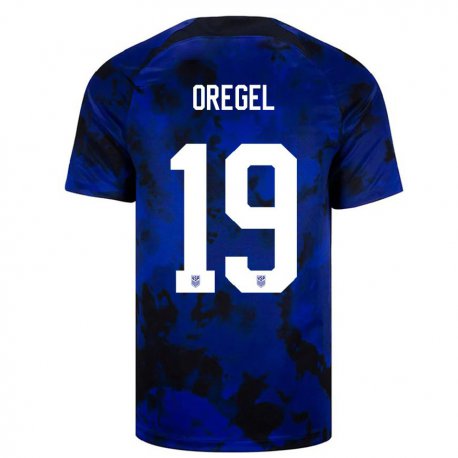 Kandiny Herren Us-amerikanische Sergio Oregel #19 Königsblau Auswärtstrikot Trikot 22-24 T-shirt