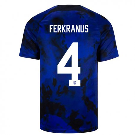 Kandiny Herren Us-amerikanische Marcus Ferkranus #4 Königsblau Auswärtstrikot Trikot 22-24 T-shirt