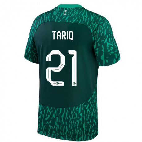 Kandiny Herren Saudi-arabische Juri Tariq #21 Dunkelgrün Auswärtstrikot Trikot 22-24 T-shirt
