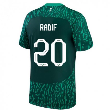 Kandiny Herren Saudi-arabische Abdullah Radif #20 Dunkelgrün Auswärtstrikot Trikot 22-24 T-shirt