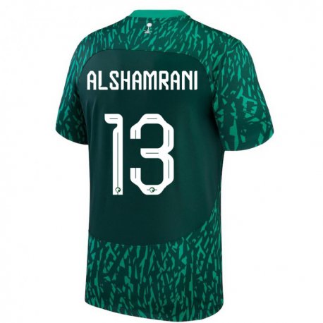 Kandiny Herren Saudi-arabische Farha Alshamrani #13 Dunkelgrün Auswärtstrikot Trikot 22-24 T-shirt