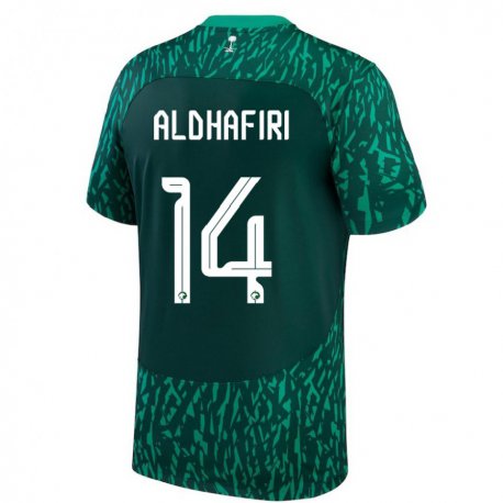 Kandiny Herren Saudi-arabische Jathob Aldhafiri #14 Dunkelgrün Auswärtstrikot Trikot 22-24 T-shirt