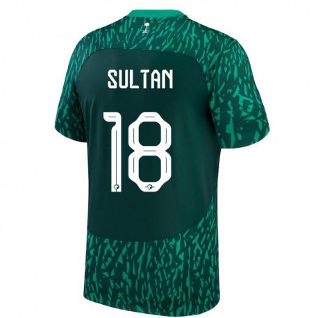 Kandiny Herren Saudi-arabische Qasim Sultan #18 Dunkelgrün Auswärtstrikot Trikot 22-24 T-shirt