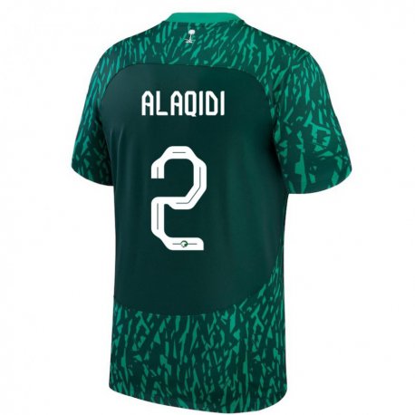 Kandiny Herren Saudi-arabische Nawaf Alaqidi #2 Dunkelgrün Auswärtstrikot Trikot 22-24 T-shirt