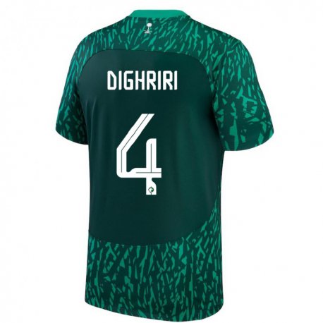 Kandiny Herren Saudi-arabische Khalid Dighriri #4 Dunkelgrün Auswärtstrikot Trikot 22-24 T-shirt