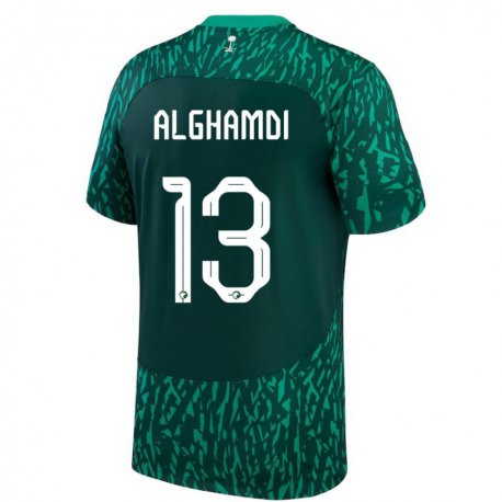 Kandiny Herren Saudi-arabische Hazzaa Alghamdi #13 Dunkelgrün Auswärtstrikot Trikot 22-24 T-shirt