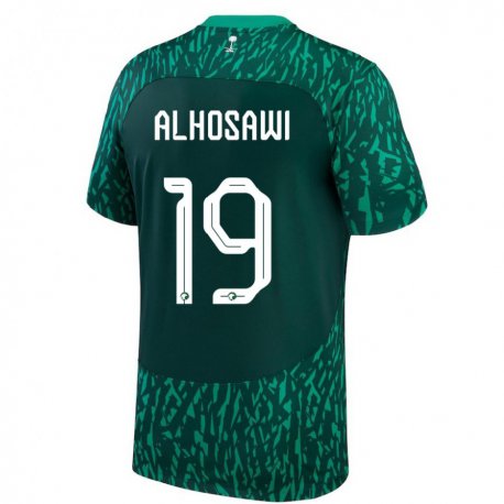 Kandiny Herren Saudi-arabische Zakrei Alhosawi #19 Dunkelgrün Auswärtstrikot Trikot 22-24 T-shirt