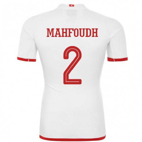 Kandiny Herren Tunesische Dhikra Mahfoudh #2 Weiß Auswärtstrikot Trikot 22-24 T-shirt