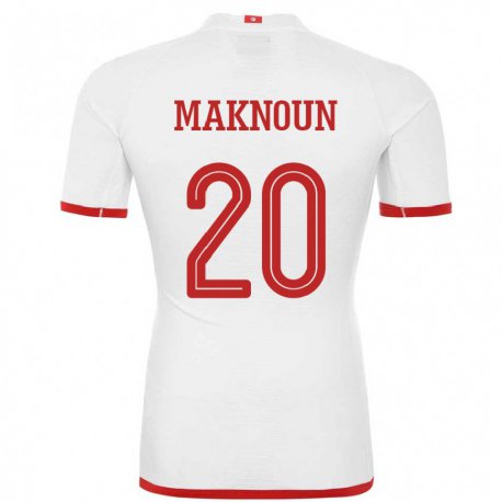 Kandiny Herren Tunesische Leila Maknoun #20 Weiß Auswärtstrikot Trikot 22-24 T-shirt
