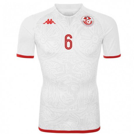 Kandiny Herren Tunesische Gaith Wahbi #6 Weiß Auswärtstrikot Trikot 22-24 T-shirt