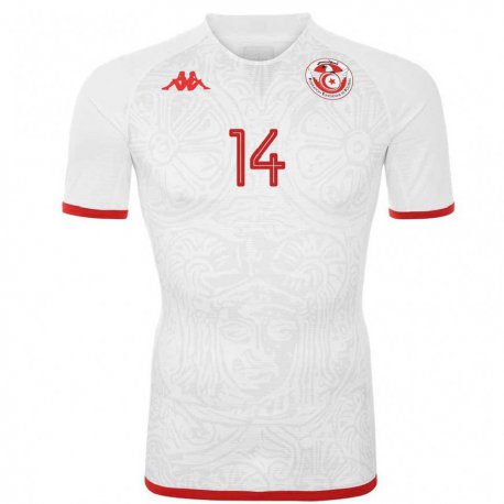 Kandiny Herren Tunesische Salah Barhoumi #14 Weiß Auswärtstrikot Trikot 22-24 T-shirt