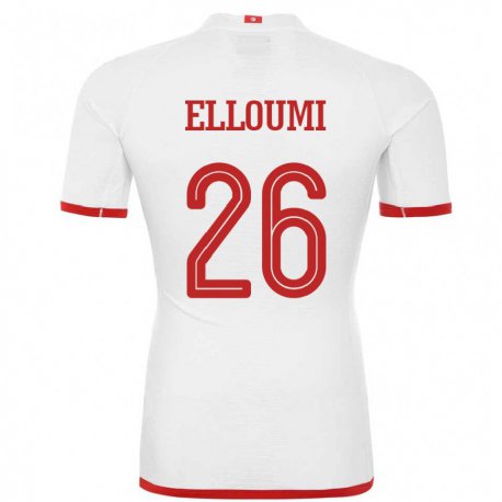 Kandiny Herren Tunesische Khalil Elloumi #26 Weiß Auswärtstrikot Trikot 22-24 T-shirt