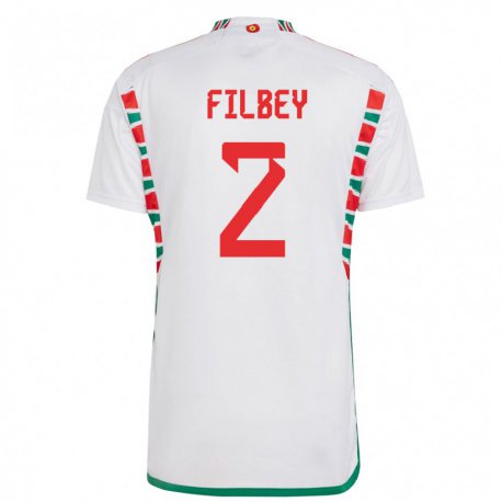 Kandiny Herren Walisische Anna Filbey #2 Weiß Auswärtstrikot Trikot 22-24 T-shirt