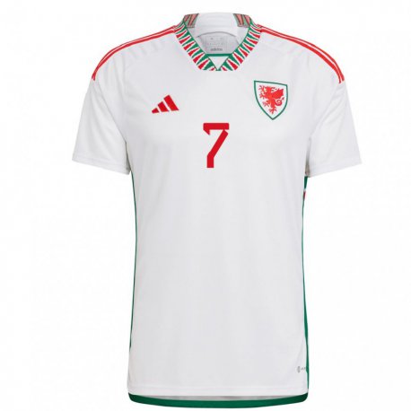 Kandiny Herren Walisische Emma Jones #7 Weiß Auswärtstrikot Trikot 22-24 T-shirt
